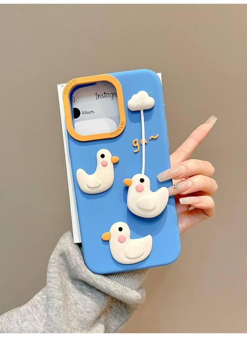 Ecosystem Stylish 3D Cartoon Case Compatible for iPhone 16 Pro Max, All-Round Protection, Anti-Slip, Scratch-Resistant, and Fun Aesthetic Cover IPhone 16 pro max (Blue Duck) - Image 3